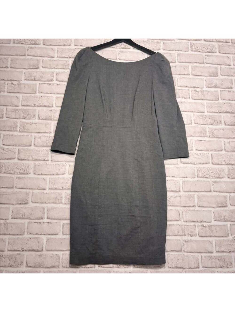 Club Monaco Long Sleeve Wool Boat Neck Pencil Dress Gray Women's 4